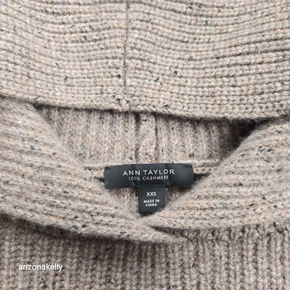 NWOT Ann Taylor Flecked Cashmere Ribbed Hoodie Thick - Picture 6 of 14